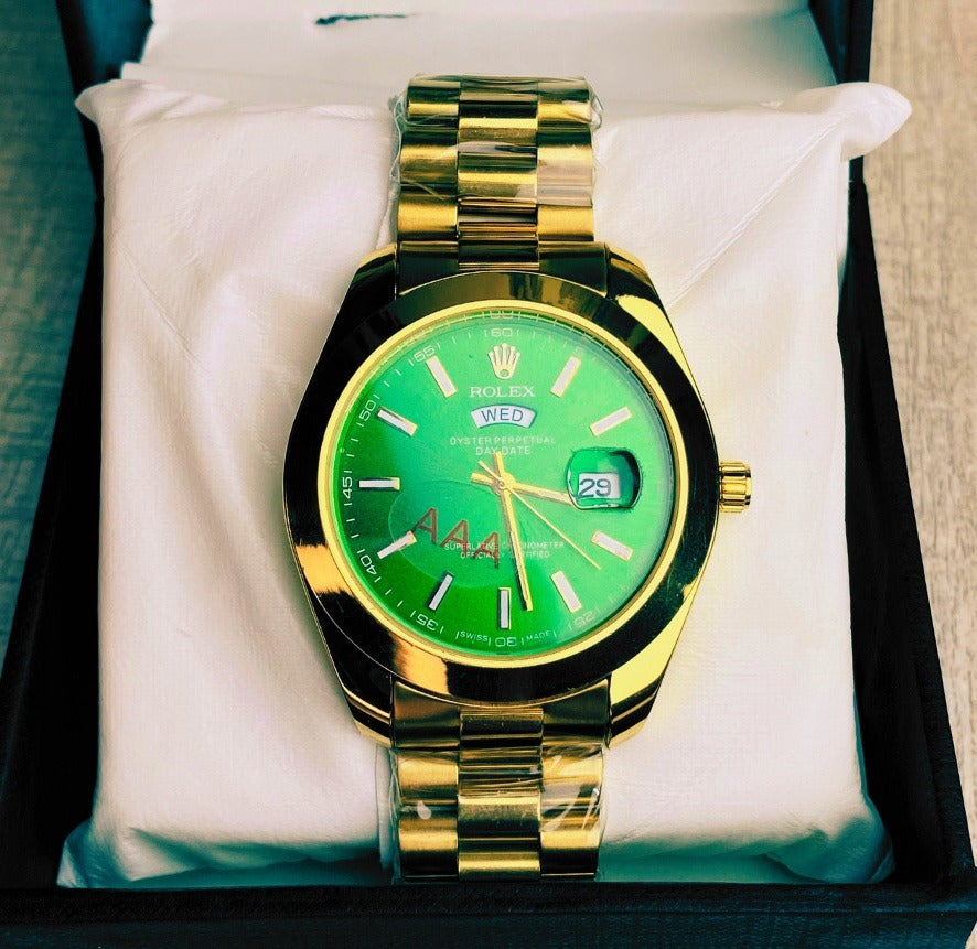 Luxury Golden Rolex Style Watch for Men – Premium Stainless Steel, Elegant Design