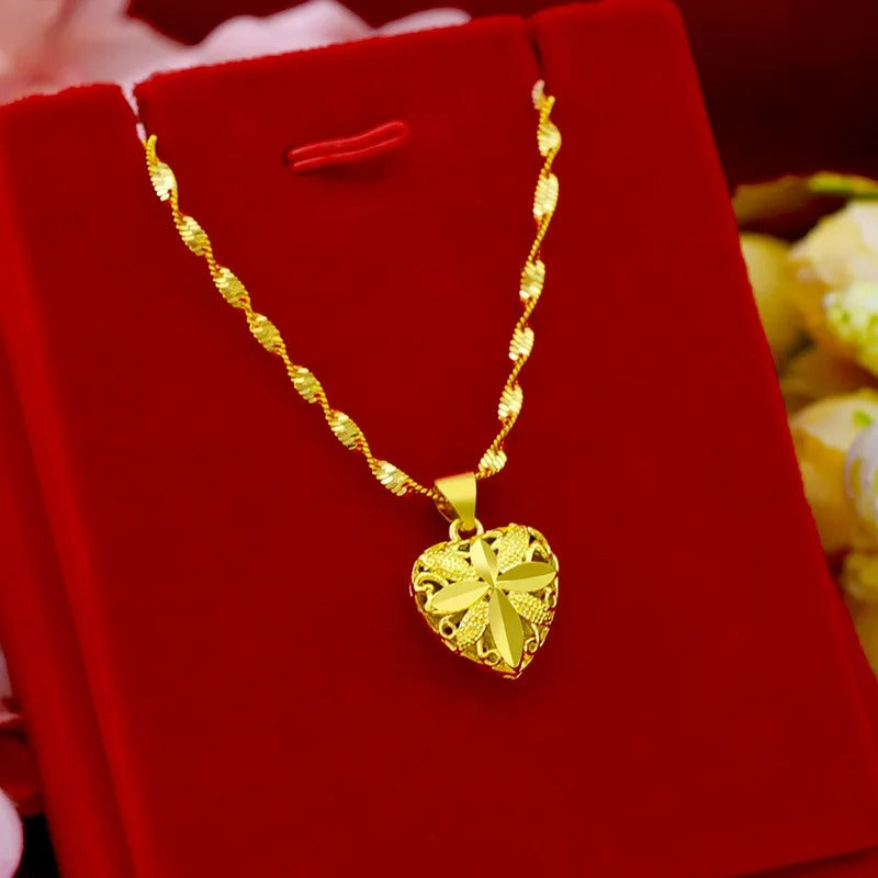 Gold Aura Heart Necklace with Chain