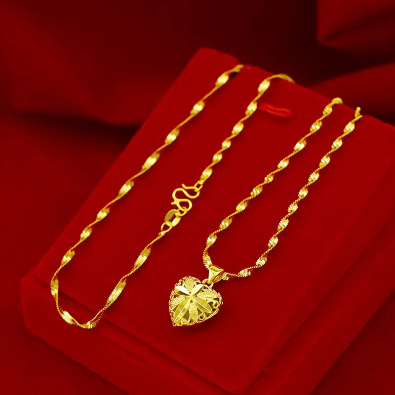 Gold Aura Heart Necklace with Chain