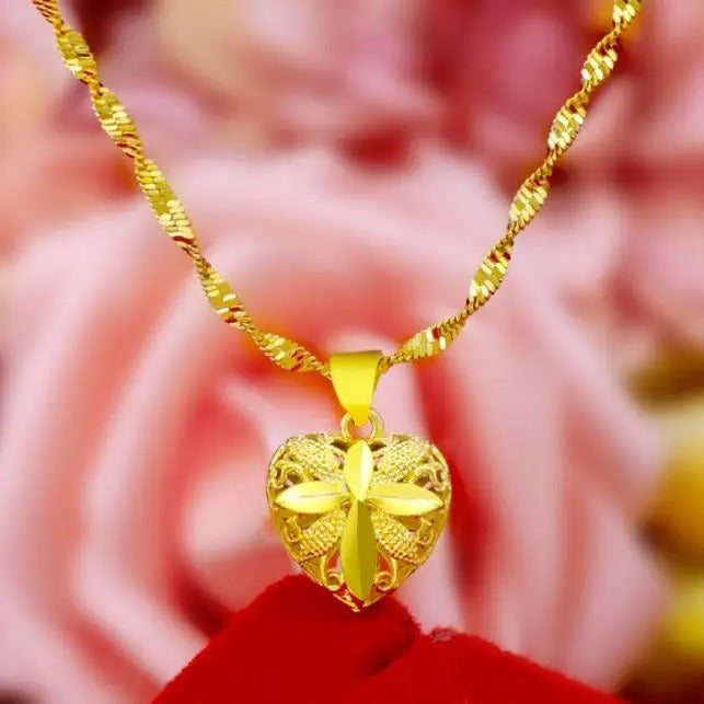 Gold Aura Heart Necklace with Chain
