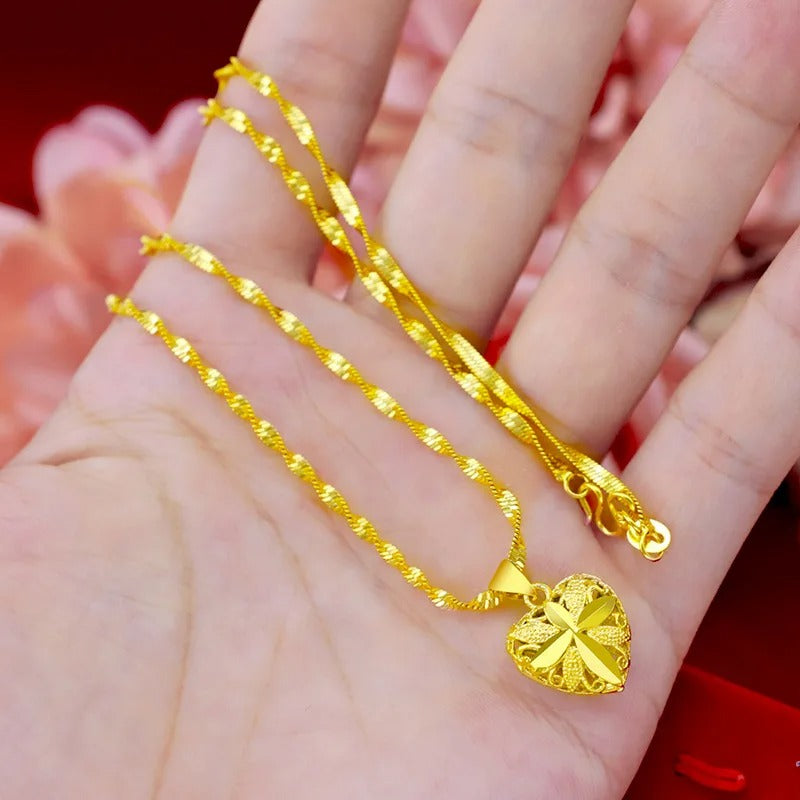 Gold Aura Heart Necklace with Chain