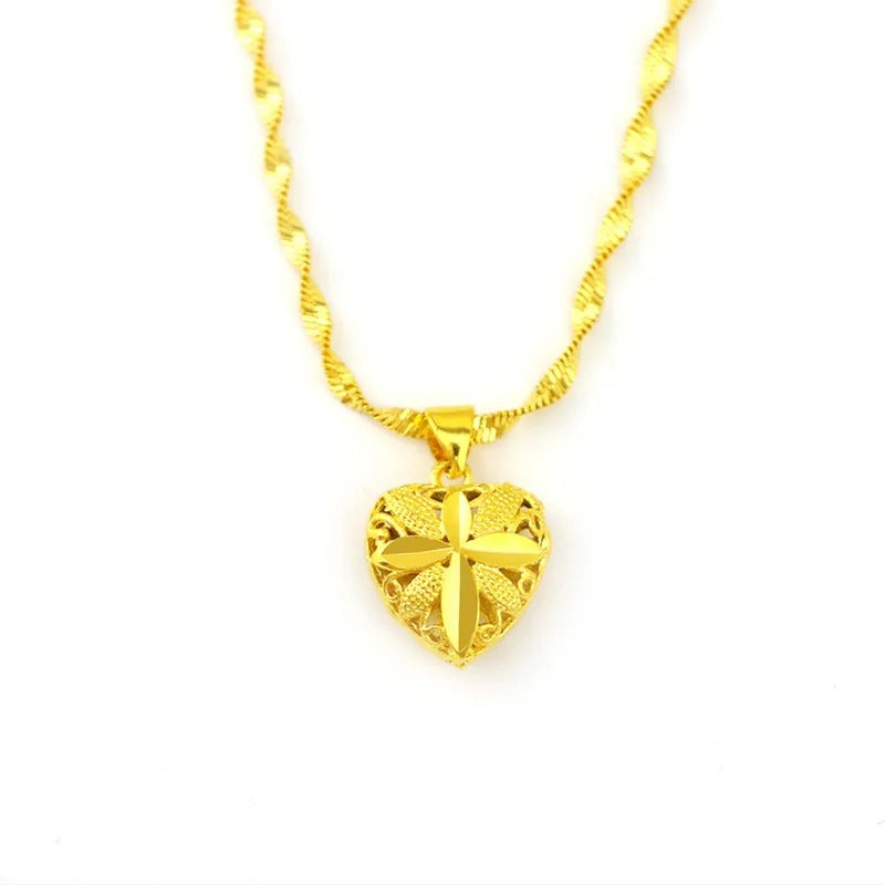 Gold Aura Heart Necklace with Chain