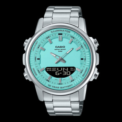 Turquoise Dial Men Watch/Casio AMW-880D Analog-Digital Watch