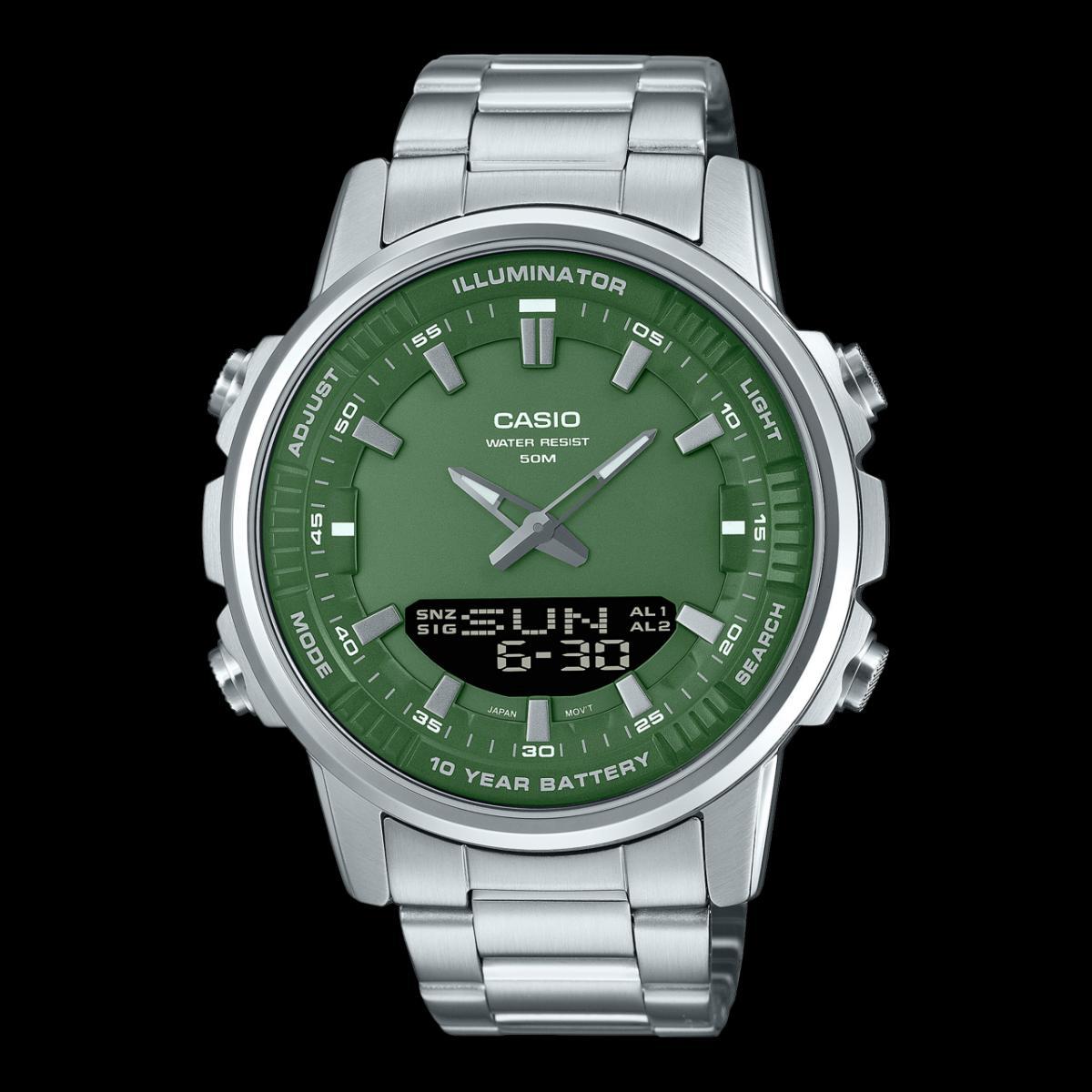Turquoise Dial Men Watch/Casio AMW-880D Analog-Digital Watch