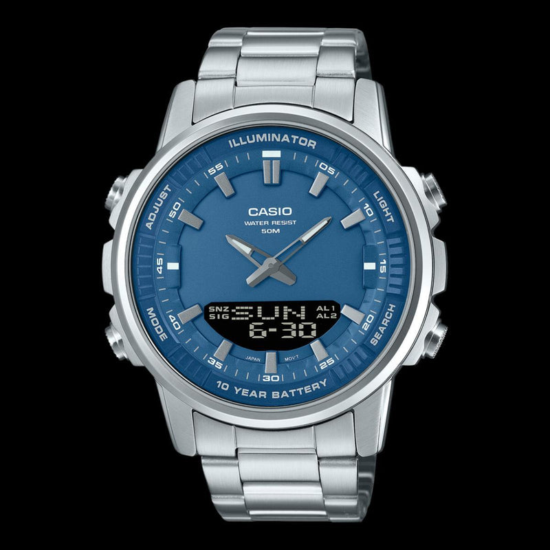 Turquoise Dial Men Watch/Casio AMW-880D Analog-Digital Watch